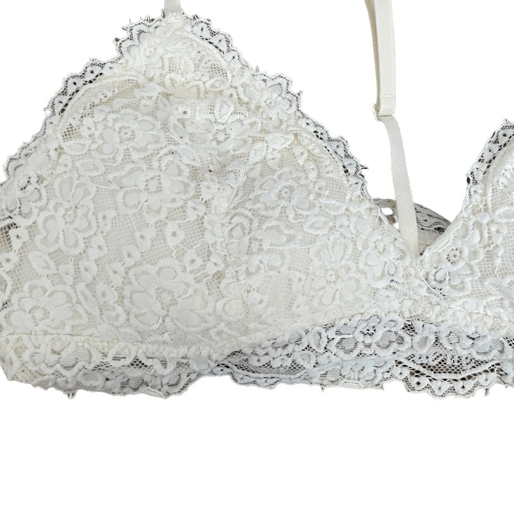 AERIE White Lace Racerback Boho Lounge Triangle Bra - Picture 2 of 9